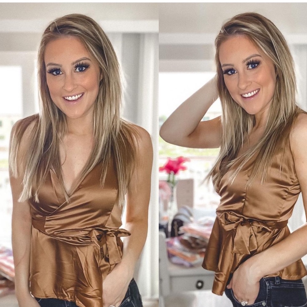 Brown wrap top!